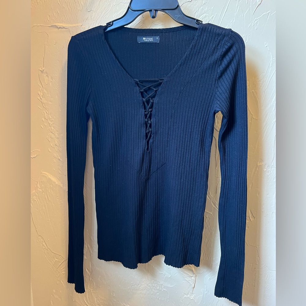 Black Sweater with crisscross bodice